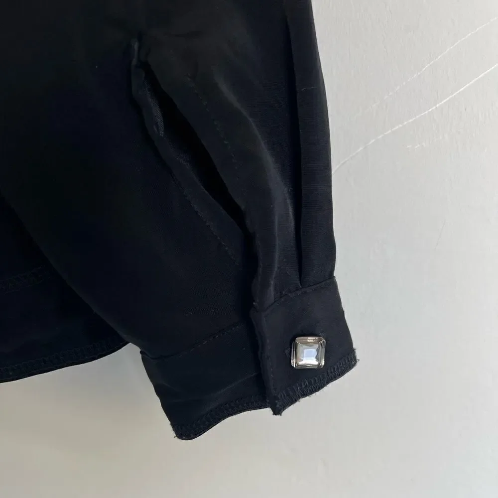 Mureli Women's Size PS Jacket Black Long Sleeve Full Zip Embroidered Vintage